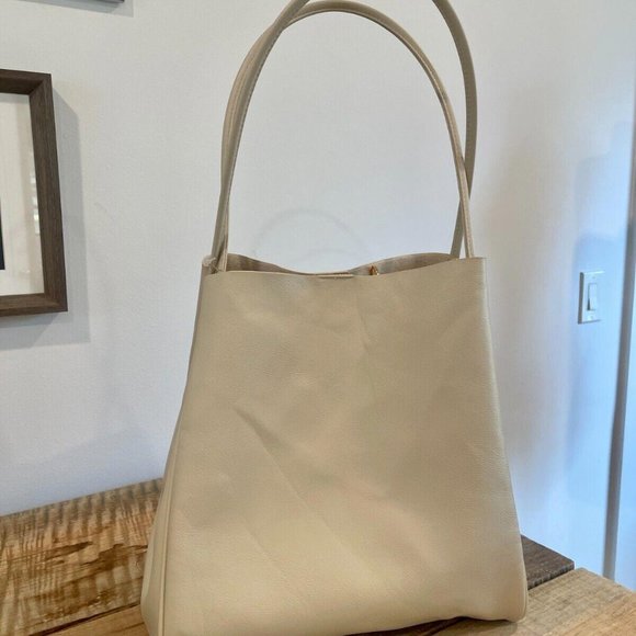 Anthropologie The Hollace Tote Ivory Vegan Leather Tote with inner removable bag - Picture 7 of 12